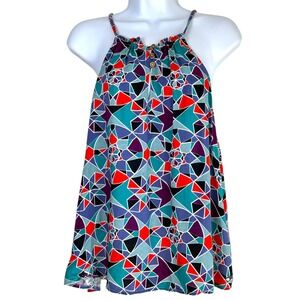 Roxy Womens Colorful Geometric Print Tank Top Size S Surf Beach Skater Preppy